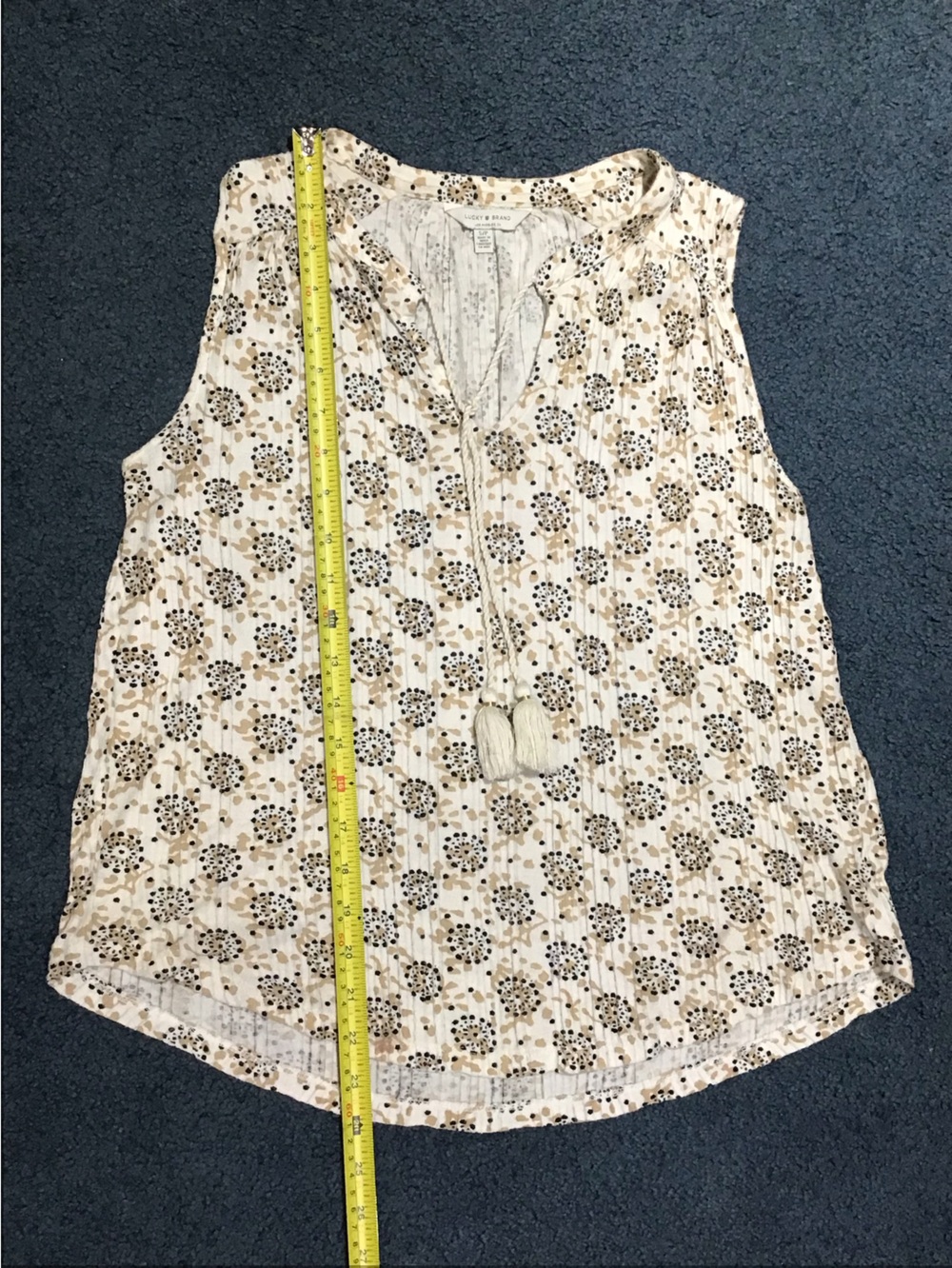 Lucky Brand Cream and Black Floral Top ~ Flowy